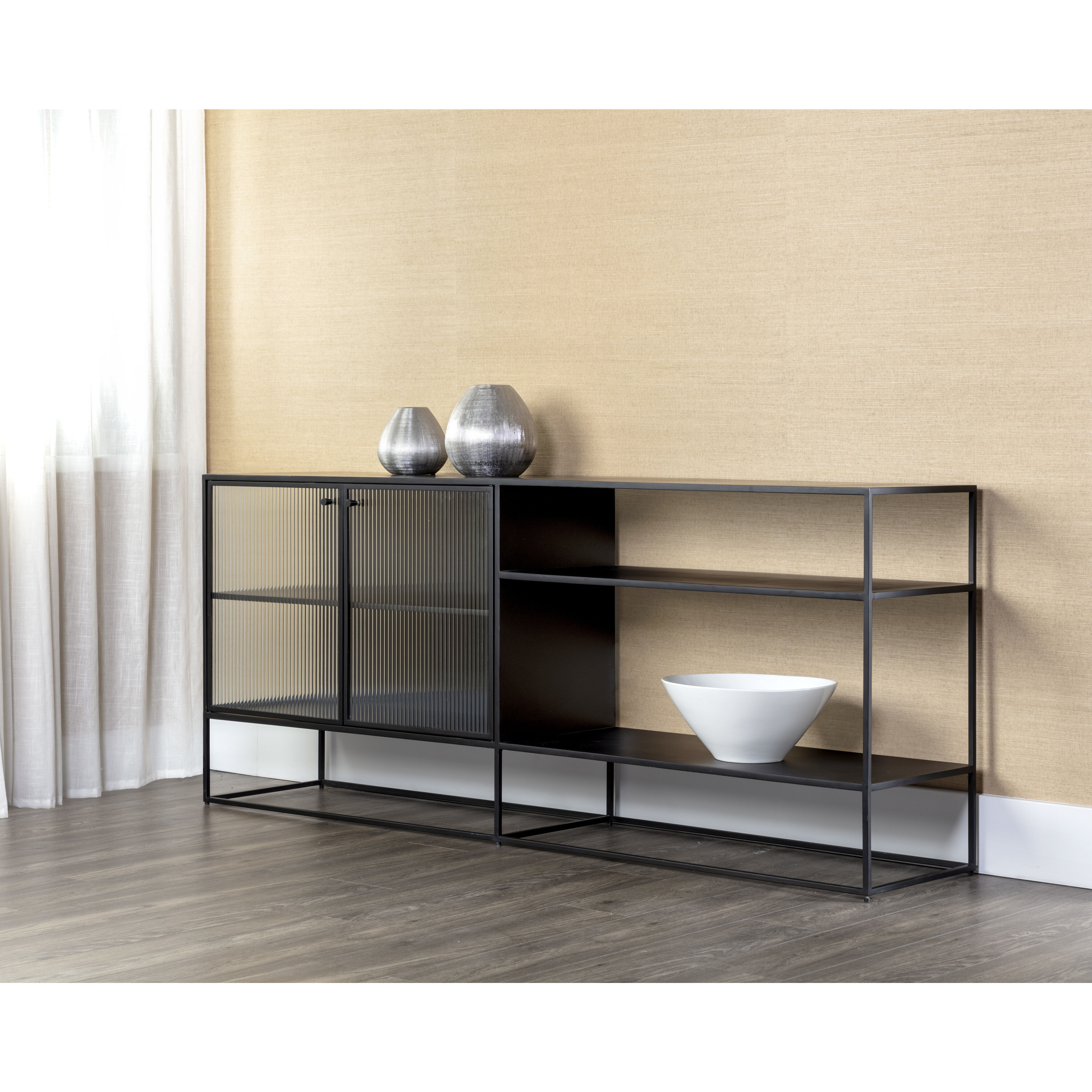 Parsons 71 X 15 inch Clear / Matte Black Sideboard, Large